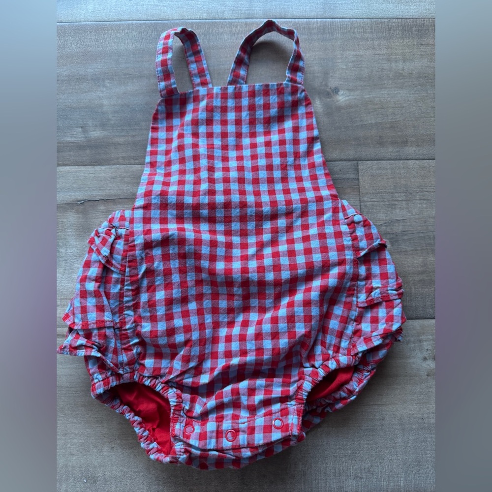 Janie and Jack Red and Blue Gingham Poplin Baby Outfit